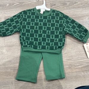 Cat & Jack Green Tree Pattern Kids Matching Set